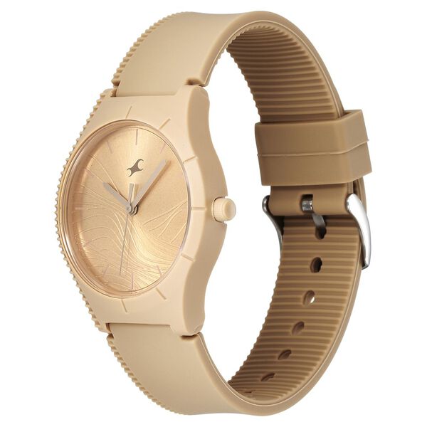 Fastrack Tees Wanderlust Quartz Analog Beige Dial Silicone Strap Watch for Girls - image number 2