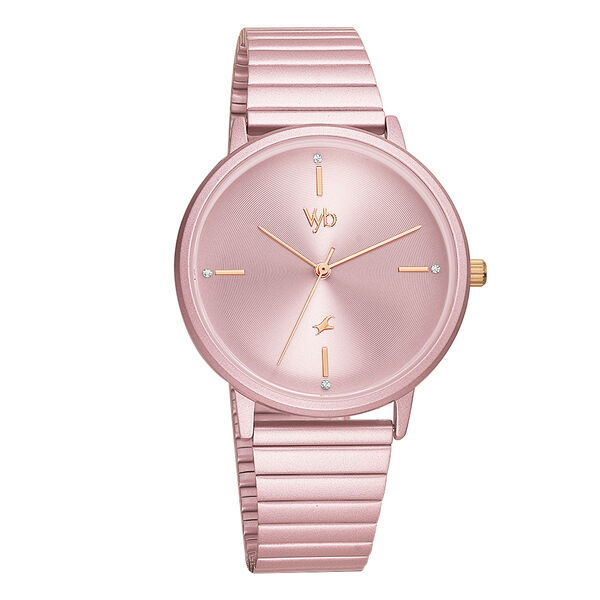 Fastrack Vyb Bliss Quartz Analog Pink Dial Stainless Steel Strap Watch for Girls - image number 1