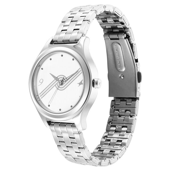Fastrack Stunners White Dial Metal Strap Watch for Girls - image number 2