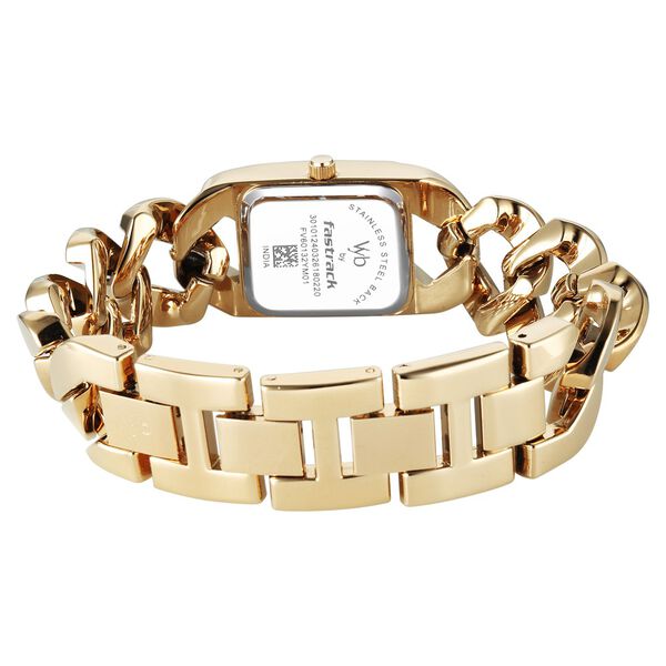 Vyb Runway By Fastrack Quartz Analog Black Dial Golden Metal Strap Watch For Girls - image number 5