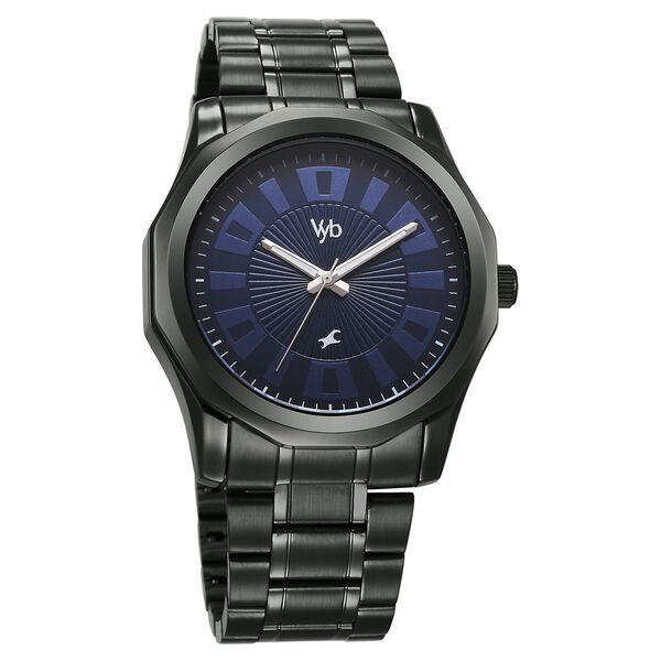 Vyb Horizon By Fastrack Quartz Analog Blue Dial Metal Strap Watch For Guys - image number 0