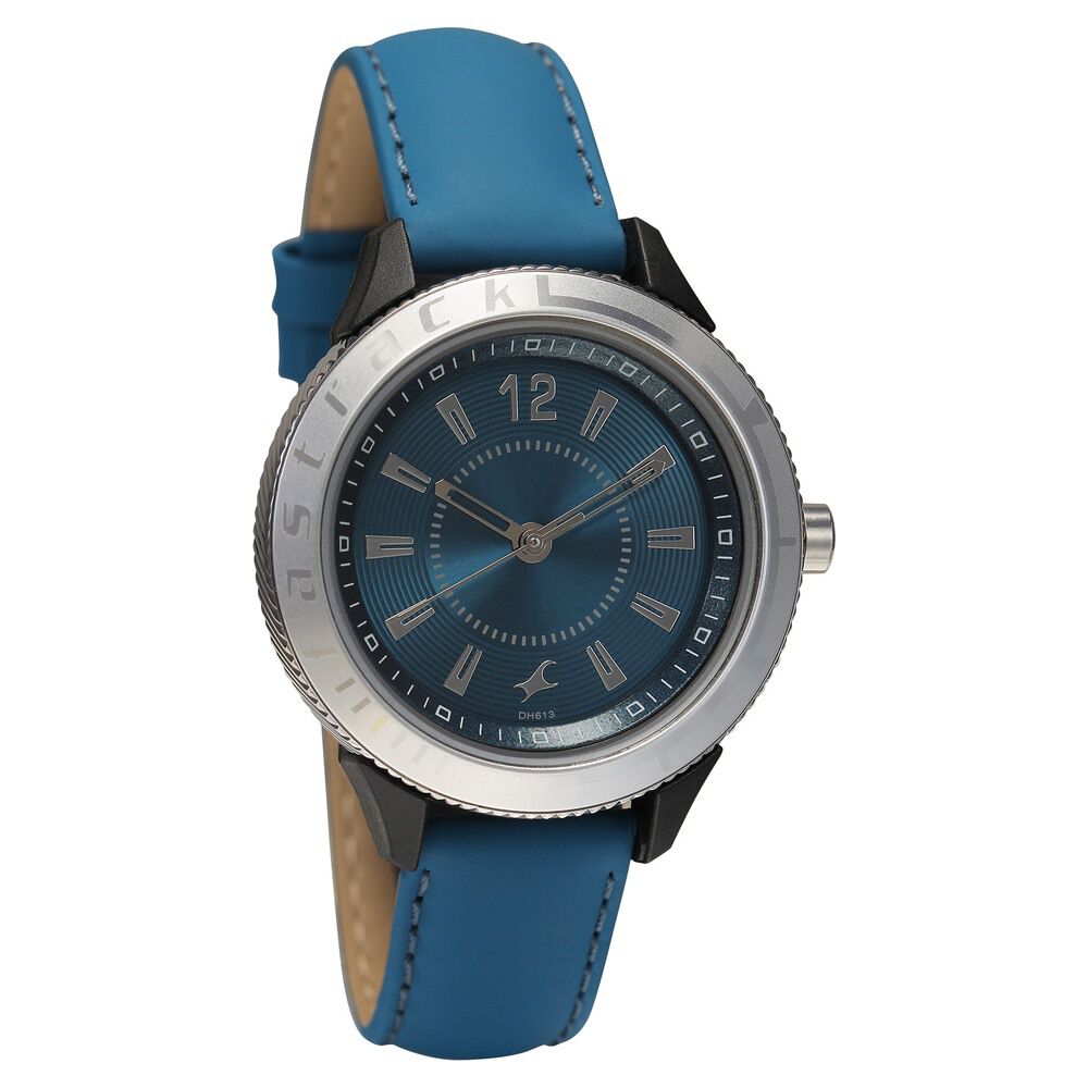 Fastrack Quartz Analog Blue Dial Leather Strap Watch for Girls