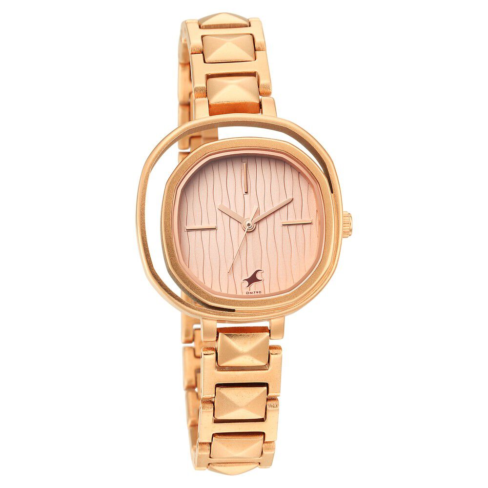 Fastrack rose 2025 gold watch womens
