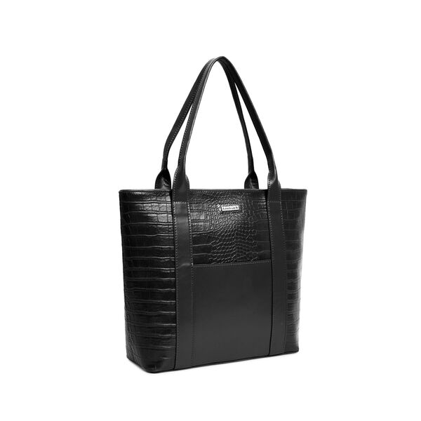 Fastrack Chic Textured Tote Bag for Women | Stylish Casual Bag for Ladies, Women, Girls | Trendy Everyday College Bag Made of High-Quality Faux Leather (Black) - image number 1