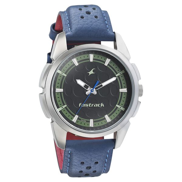 Fastrack Sunburn Quartz Analog Black Dial Leather Strap Watch for Guys - image number 0