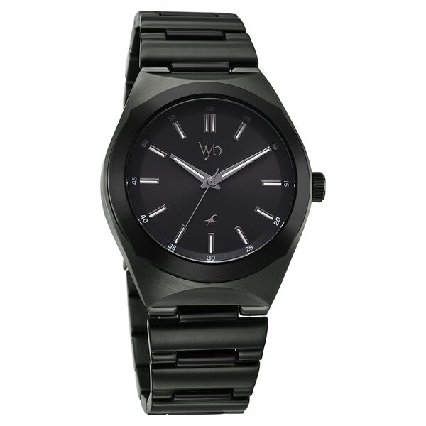 Vyb Arcane By Fastrack Quartz Analog Black Dial Metal Strap Watch For Guys - image number 0