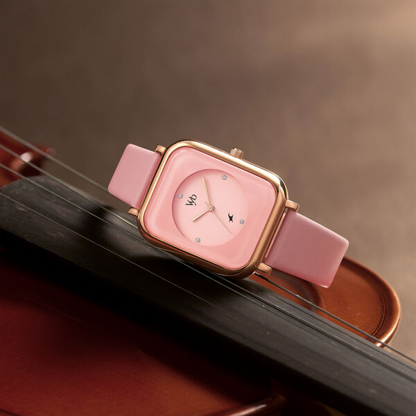 Fastrack Vyb Muse Quartz Analog Pink Dial Leather Strap Watch for Girls - image number 2