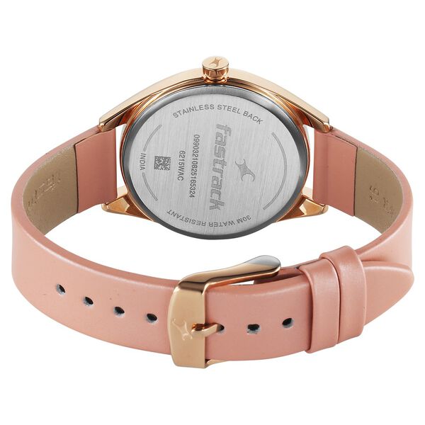 Fastrack Style Up Quartz Analog with Date Pink Dial Pink Colour Leather Strap Watch For Girls - image number 4