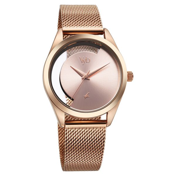Fastrack Vyb Runway Quartz Analog Rose Gold Dial Stainless Steel Strap Watch For Girls - image number 2