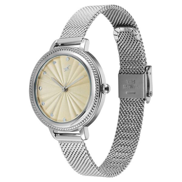 Fastrack Stunners X Quartz Analog Ivory Dial Stainless Steel Strap Watch For Girls - image number 2