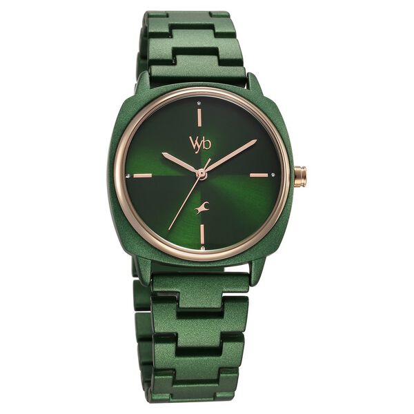 Fastrack Vyb Slayer Quartz Analog Green Dial Metal Strap Watch for Girls - image number 2