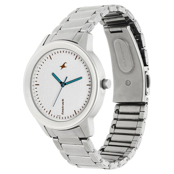 Fastrack Road Trip Quartz Analog White Dial Stainless Steel Strap Watch for Girls - image number 2