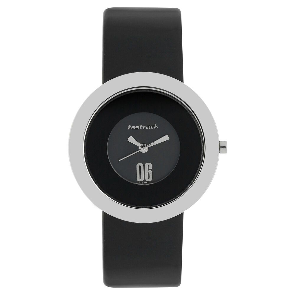 Buy Online Fastrack Quartz Analog Black Dial Leather Strap Watch for Girls 6048sl01 Fastrack
