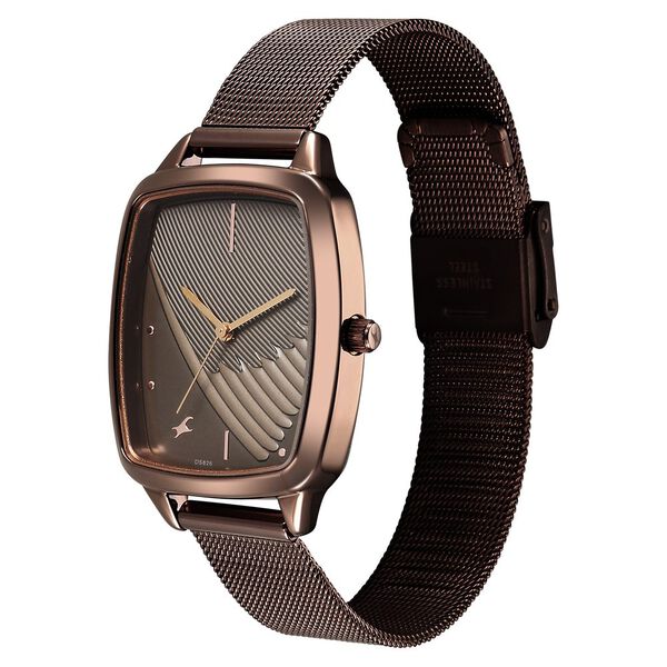 Fastrack Wild Quartz Analog Brown Dial Brown Stainless Steel Strap Watch For Girls - image number 5