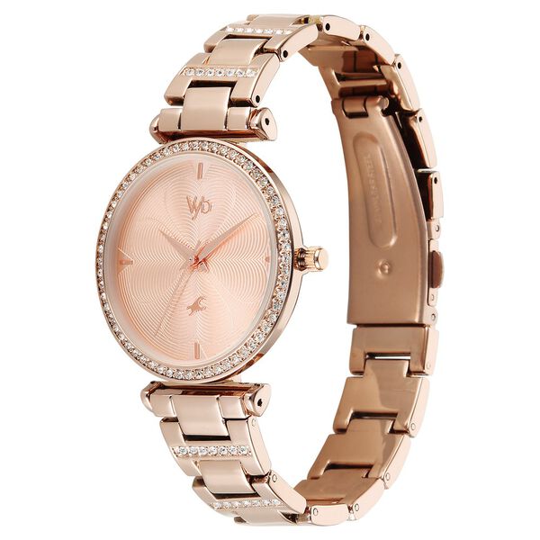 Vyb Diva By Fastrack Quartz Analog Rose Gold Dial Rose Gold Metal Strap Watch For Girls - image number 4
