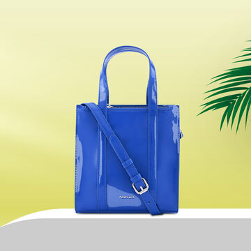 Fastrack Faux Leather Zipper Satchel in Cobalt