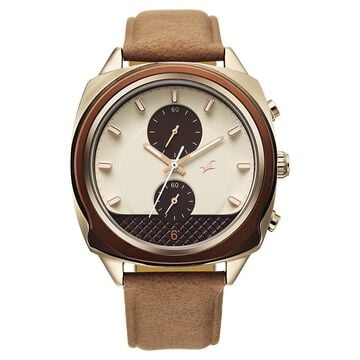 Fastrack Gelato Brown chronograph watch with Cookies n Cream dial for Guys