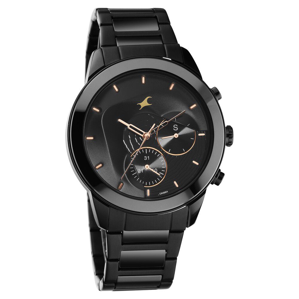 Buy Online Fastrack Cerame Quartz Multifunction Black Dial Steel Ceramic Strap Watch for Guys 3304nd01 Fastrack