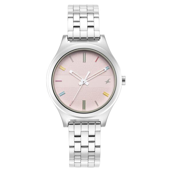 Fastrack Stunners Quartz Analog Pink Dial Metal Strap Watch for Girls - image number 1