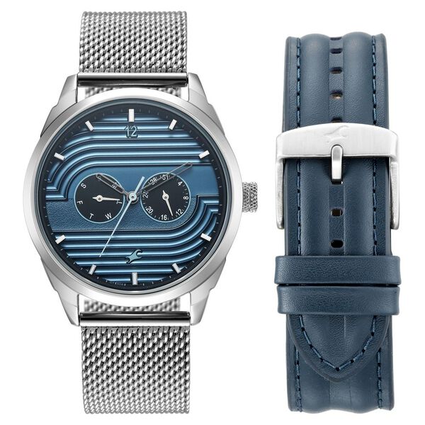 Fastrack 2X Edit Slate Blue Dial Interchangeable Strap Watch for Guys - image number 0