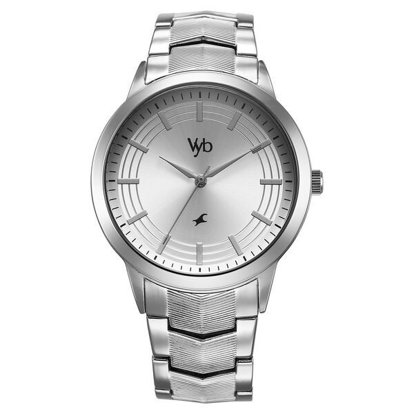 Fastrack Vyb Atlas Quartz Analog Silver Dial Silver Metal Strap Watch For Guys - image number 1