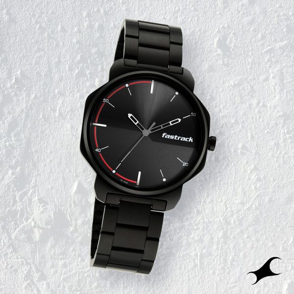 Fastrack Stunners Quartz Analog Black Dial Metal Strap Watch for Guys - image number 0