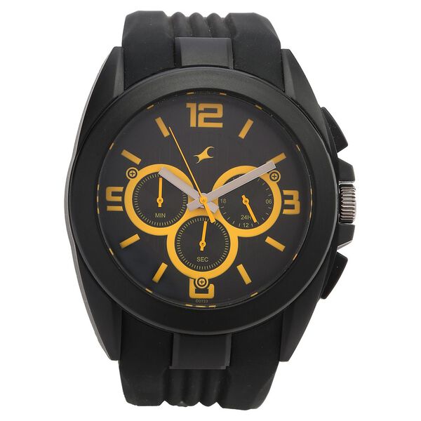 Fastrack Quartz Chronograph Black Dial Plastic Strap Watch for Guys - image number 0