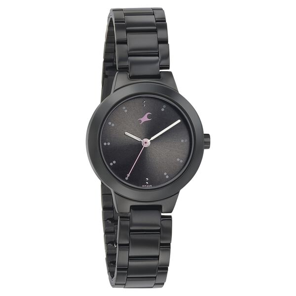 Fastrack Pulse Quartz Analog Black Dial Stainless Steel Strap Watch for Girls - image number 0