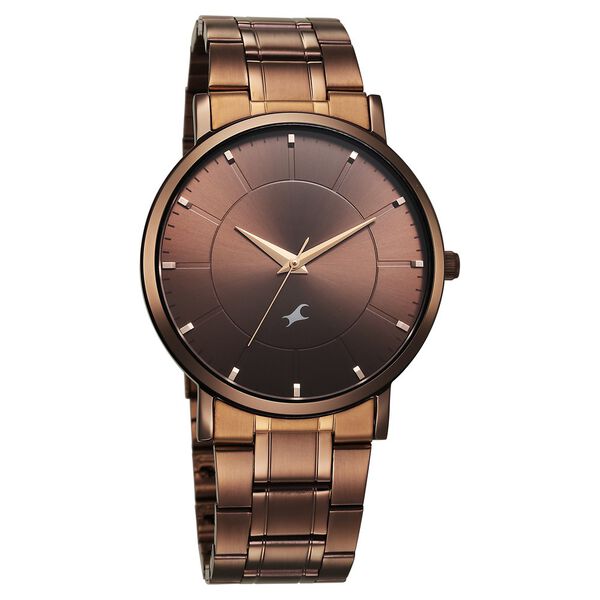 Fastrack Stunners X Quartz Analog Brown Dial Stainless Steel Strap Watch For Guys - image number 1