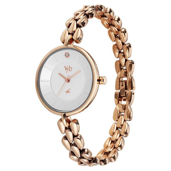 Vyb Enigma By Fastrack Quartz Analog White Dial Metal Strap Watch For Girls - image number 3