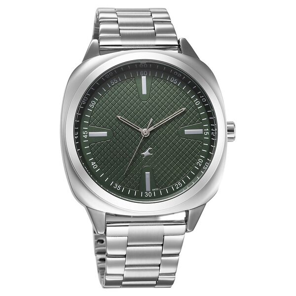 Fastrack Stunners X Quartz Analog Green Dial Stainless Steel Strap Watch For Guys - image number 1