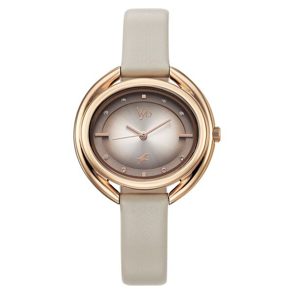 Fastrack Vyb Halo Quartz Analog Beige Dial Leather Strap Watch For Girls - image number 1