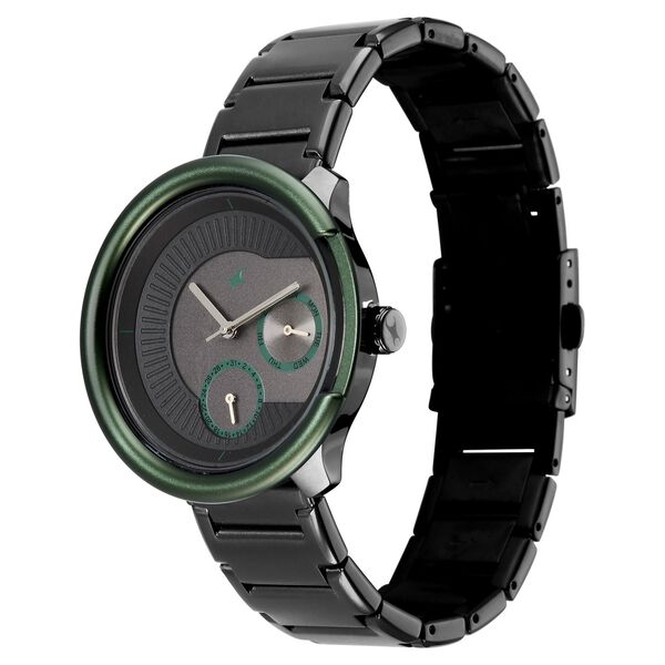 Fastrack Multifunction Textured Black Dial Men's Watch with Integrated Black Metal Bracelet - image number 2