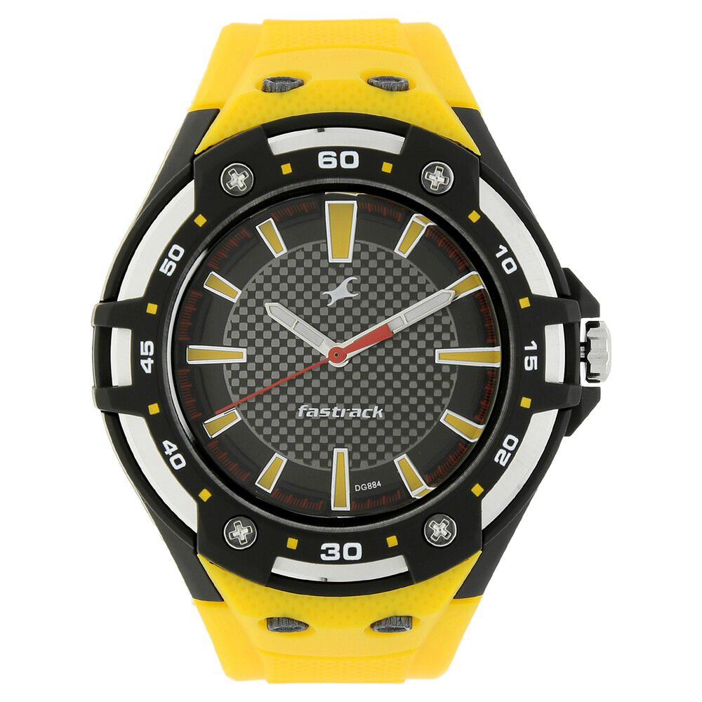 Buy Online Fastrack Quartz Analog Black Dial Plastic Strap Watch for Guys nk9332pp08 Fastrack