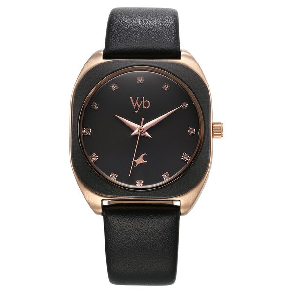 Vyb Muse By Fastrack Quartz Analog Black Dial Leather Strap Watch For Girls - image number 2