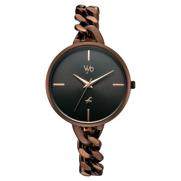 Buy Online Vyb Spotlight By Fastrack Quartz Analog Black Dial Brown ...