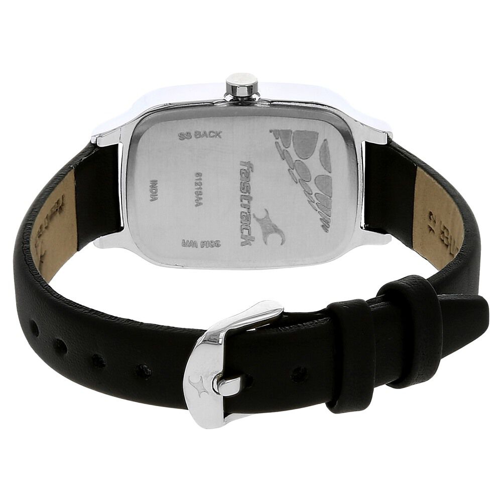 Buy Online Fastrack Quartz Analog Silver Dial Leather Strap Watch for Girls nm6121sl01 Fastrack