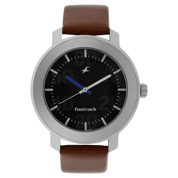 Fastrack Quartz Analog Black Dial Leather Strap Watch for Guys - image number 0