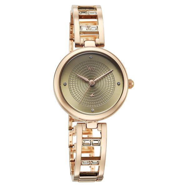 Vyb Seeker By Fastrack Quartz Analog Green Dial Rose Gold Metal Strap Watch For Girls - image number 1