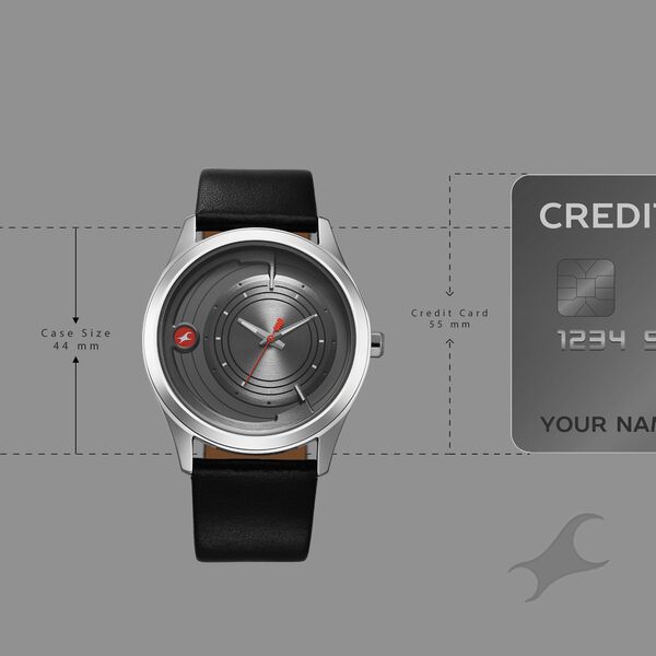 Fastrack Groove Quartz Analog Grey Dial Black Leather Strap Watch For Guys - image number 3