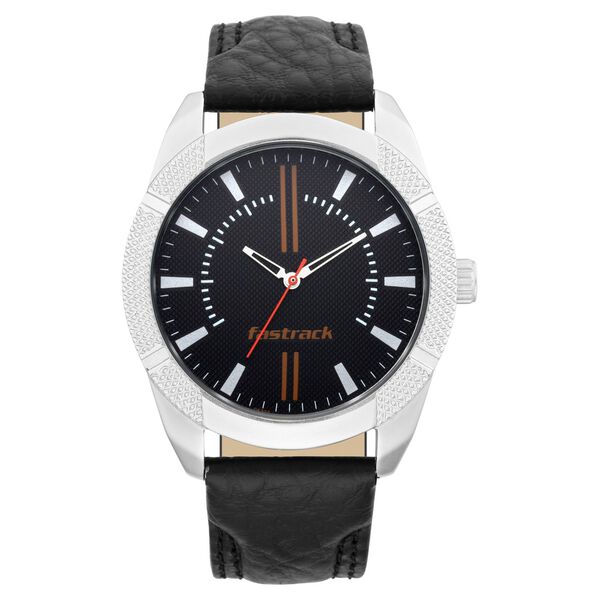 Fastrack Quartz Analog Black Dial Leather Strap Watch for Guys - image number 1