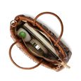 Gathered faux leather satchel - image number 4
