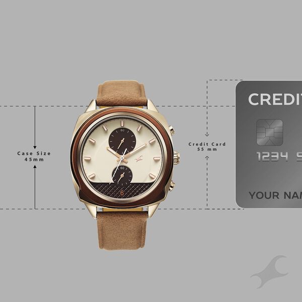Fastrack Gelato Brown chronograph watch with Cookies n Cream dial for Guys - image number 3
