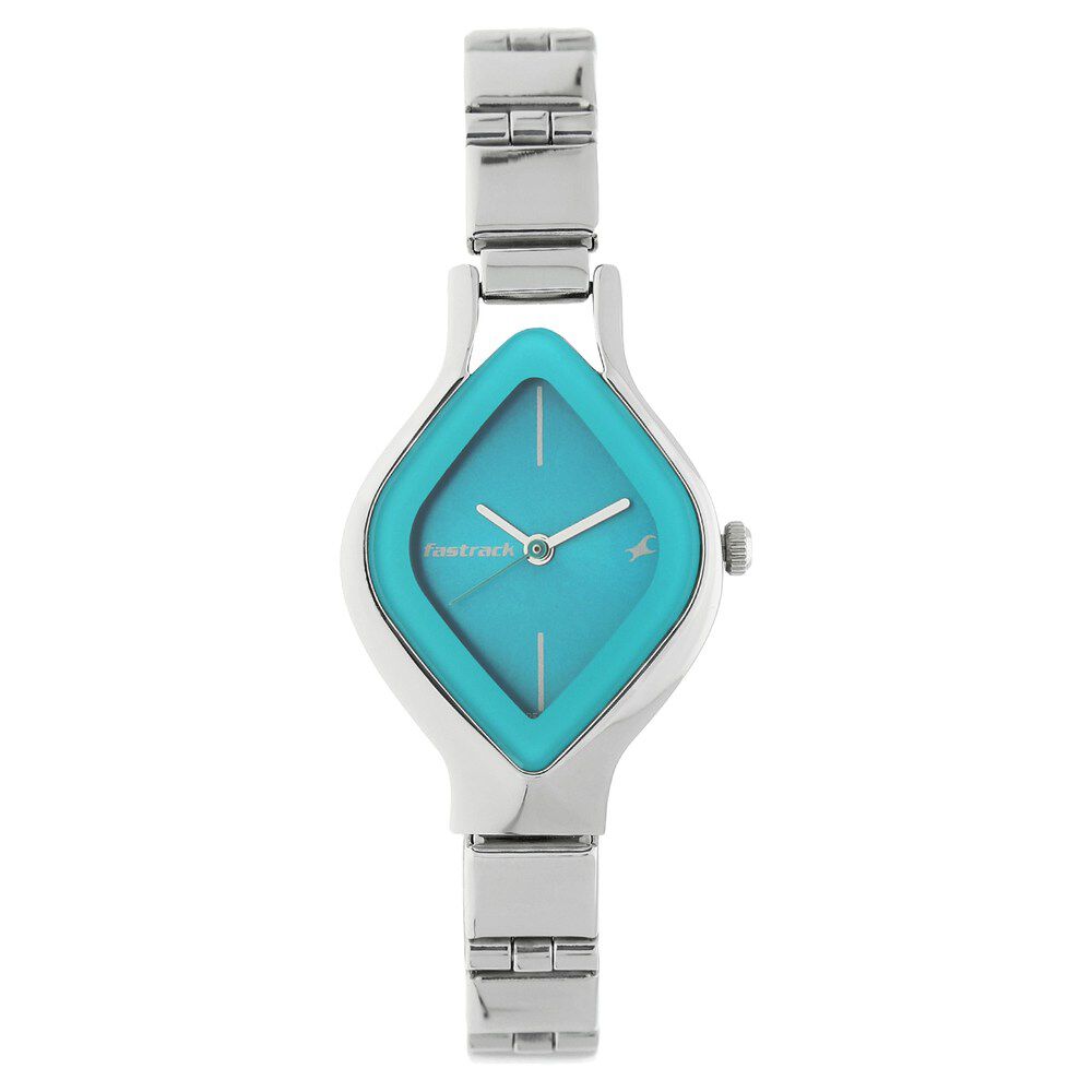 Fastrack Quartz Analog Blue Dial Stainless Steel Strap Watch for Girls