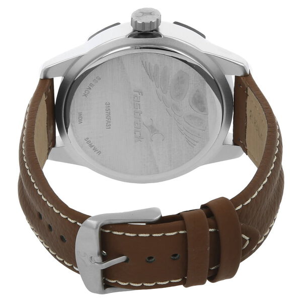 Fastrack Quartz Analog White Dial Leather Strap Watch for Guys - image number 3