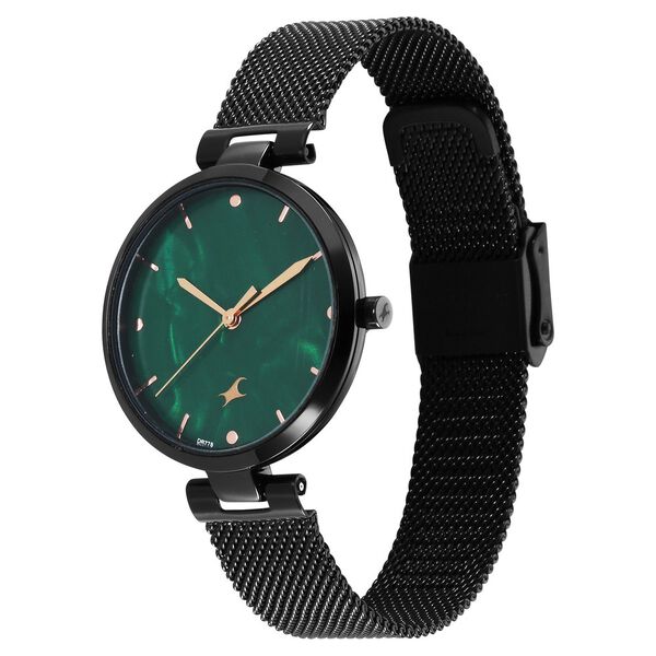 Fastrack Stunners X Quartz Analog Green Mother Of Pearl Dial Stainless Steel Strap Watch For Girls - image number 2