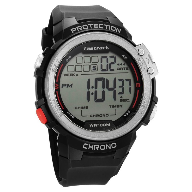 Buy Online Fastrack Digital Dial Black Silicone Strap Watch For