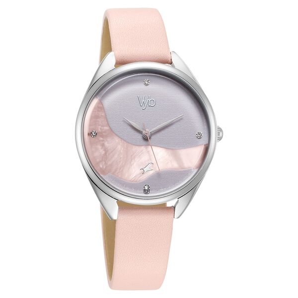 Fastrack Vyb Spotlight Quartz Analog Two Toned Dial Pink Leather Strap Watch For Women - image number 1
