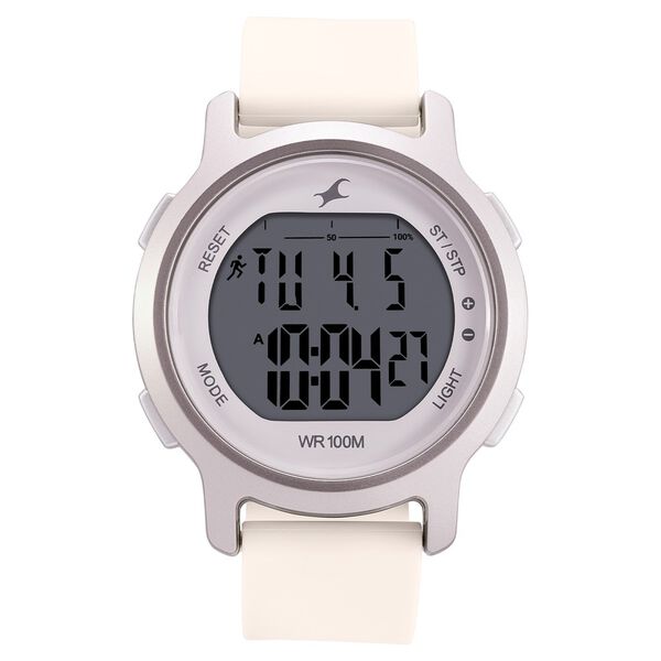 Fastrack Street Line Digital Dial Beige Silicone Strap Watch for Girls - image number 2