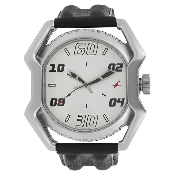 Fastrack Quartz Analog White Dial Leather Strap Watch for Guys - image number 0